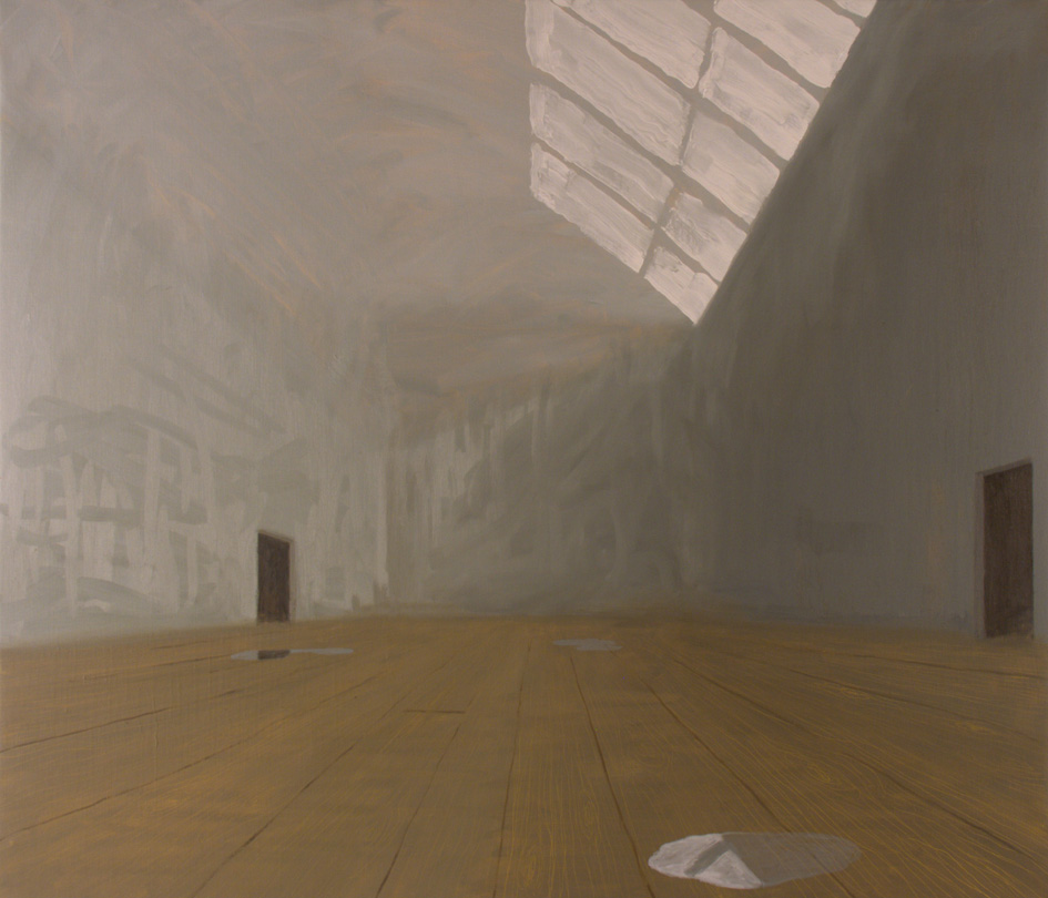 ,Habitación con goteras, 2007, técnica mixta sobre lienzo, 73 x 92 cm.
